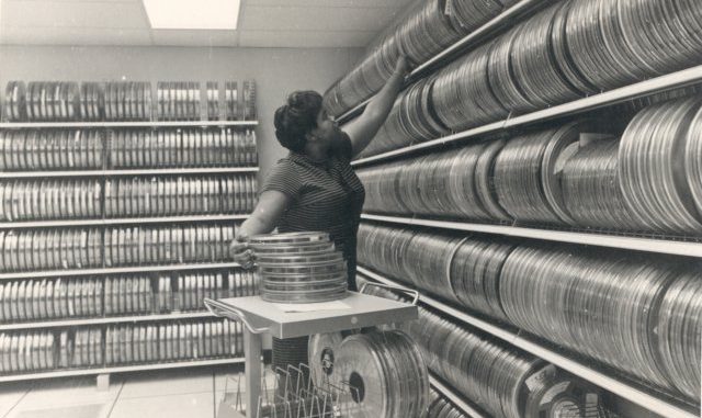 Data storage. Public domain image, source: https://en.wikipedia.org/wiki/Tape_library#/media/File:NDOC_magnetic_tape_library.jpg