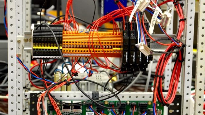 Head-on view of the two motor controllers, and some (still) messy wiring.